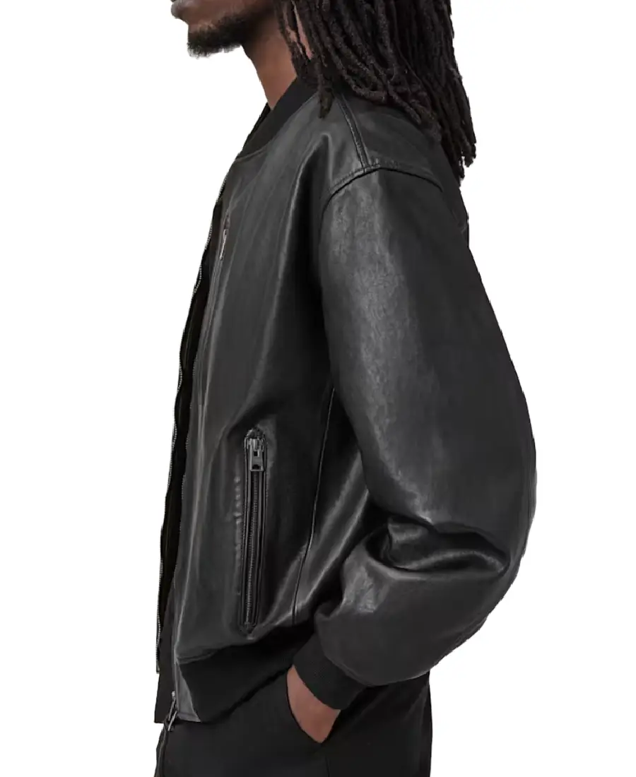 Kino Oversized Leather Bomber Jacket 3 Kino Oversized Leather Bomber Jacket Side - Trendy Leather Jackets