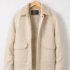 Men Signature Cream Wool Blend Felt Jacket - Trendy Leather Jackets