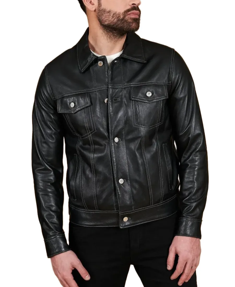 Men's Akyo Black Nappa Biker Leather Jacket - Trendy Leather Jackets