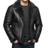 Men's Black Sheepskin Shearling Leather Jacket - Trendy Leather Jackets