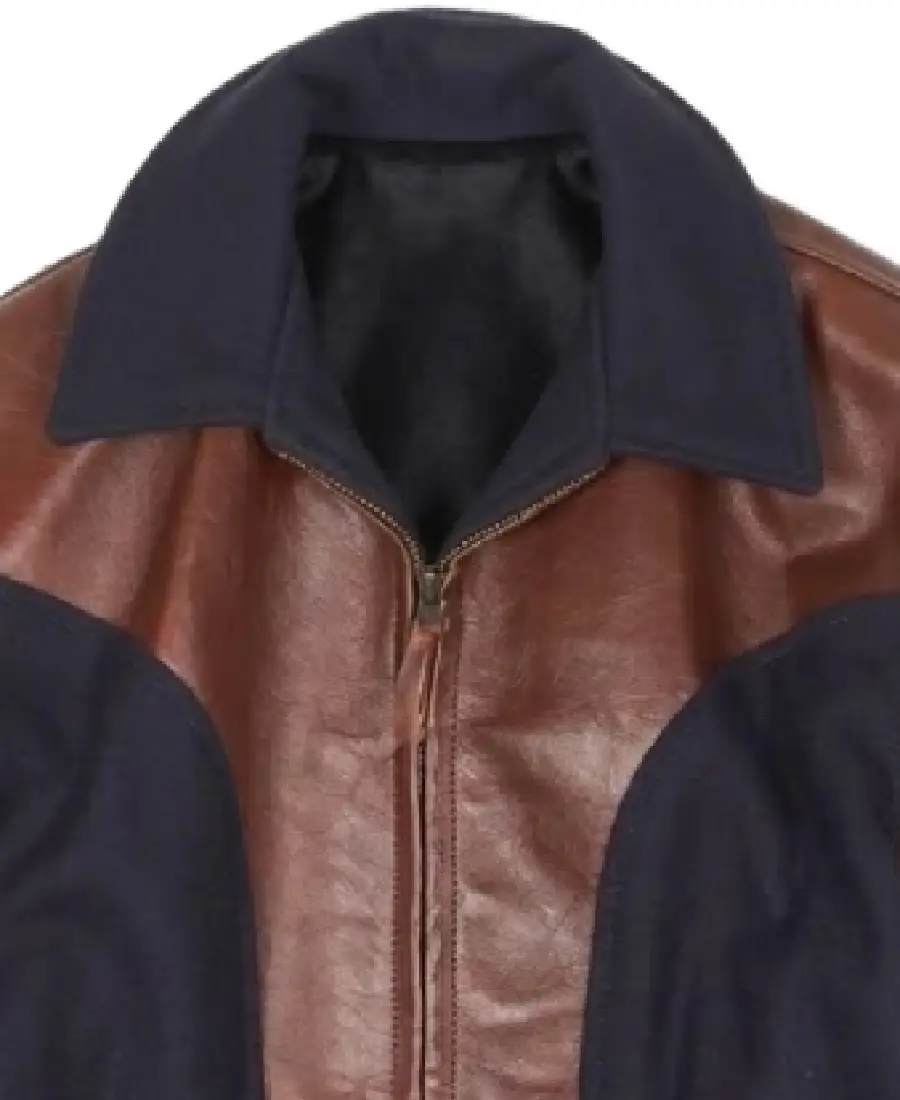 Men'S Brown And Navy Leather Jacket 3 Men'S Brown And Navy Leather Jacket Collar - Trendy Leather Jackets