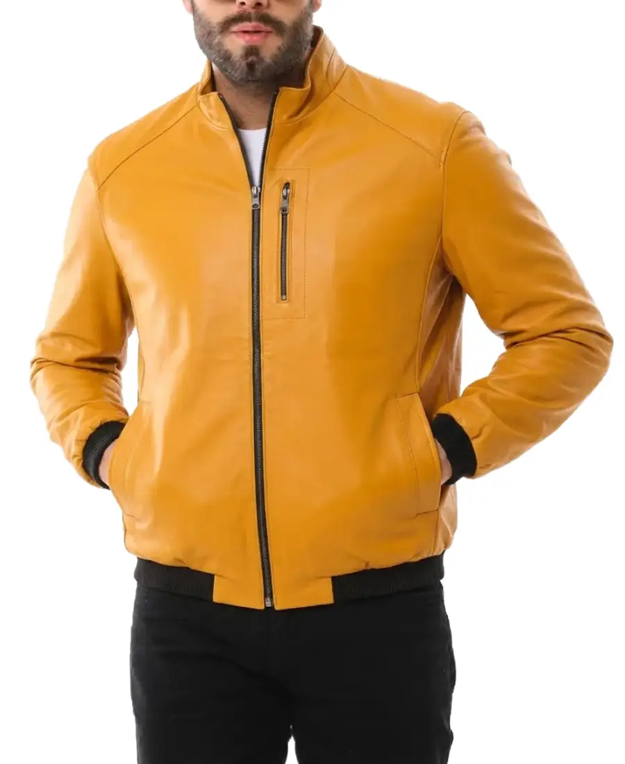 Men'S Como Yellow Leather Jacket 1 Men'S Como Yellow Leather Jacket - Trendy Leather Jackets