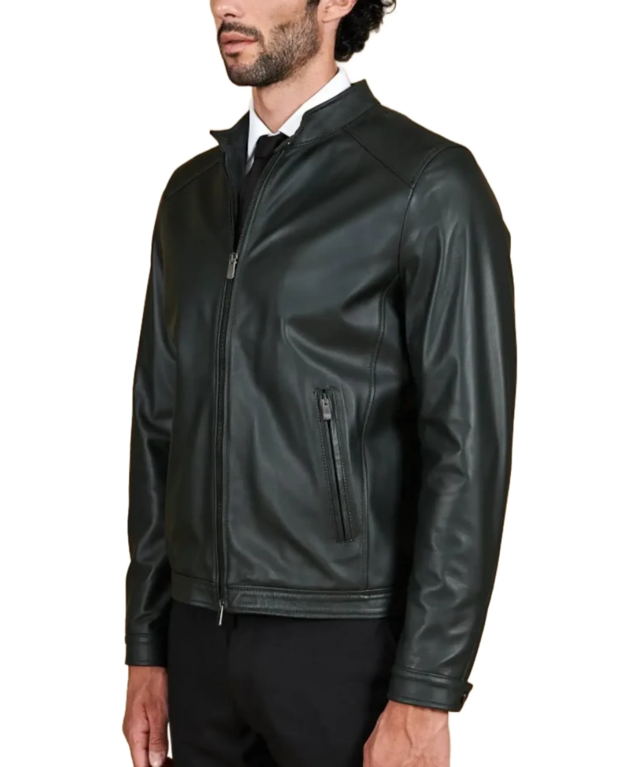 Men'S Dark Green Natural Leather Jacket 3 Men'S Dark Green Natural Leather Jacket Side - Trendy Leather Jackets