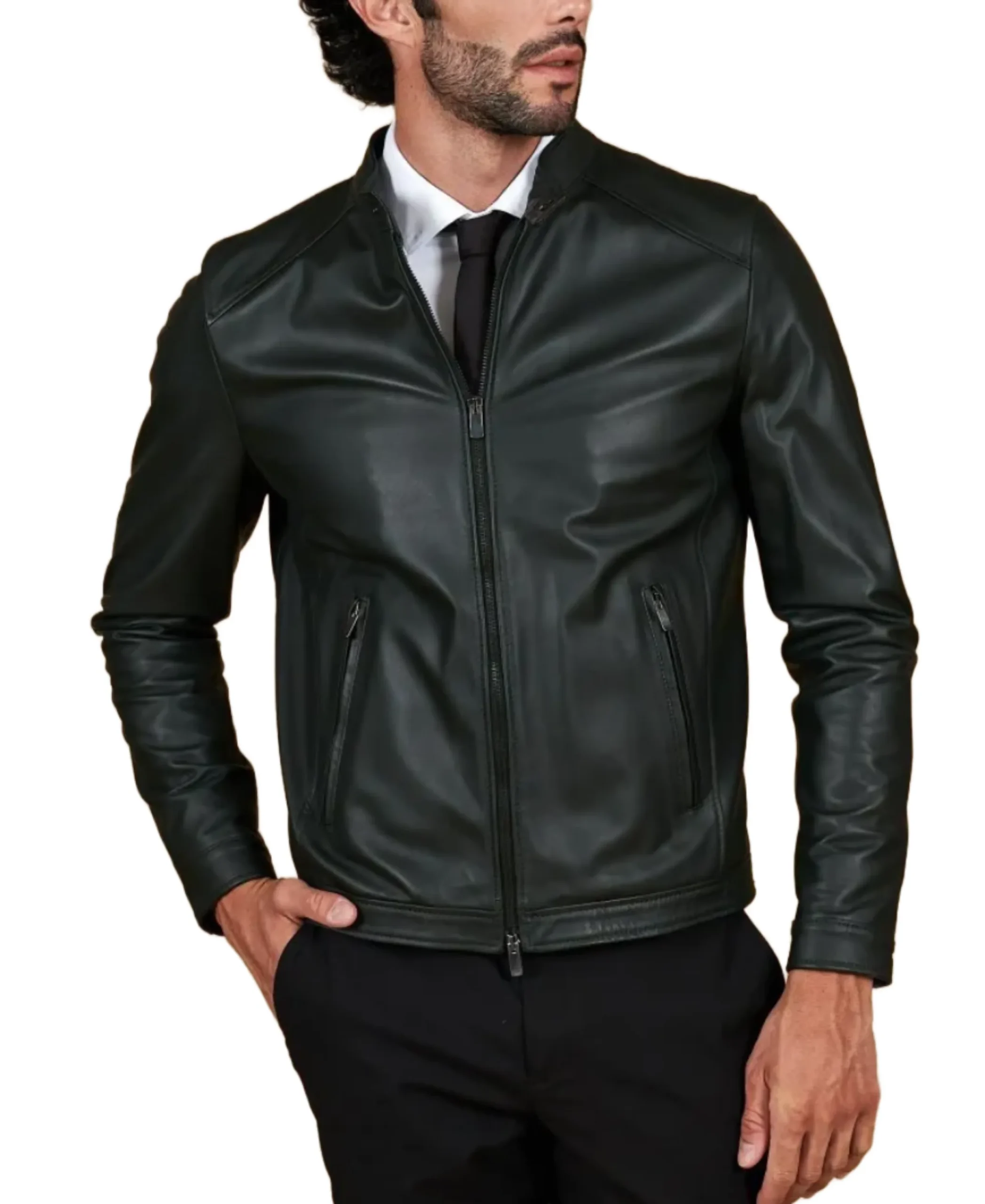 Men'S Dark Green Natural Leather Jacket 1 Men'S Dark Green Natural Leather Jacket - Trendy Leather Jackets