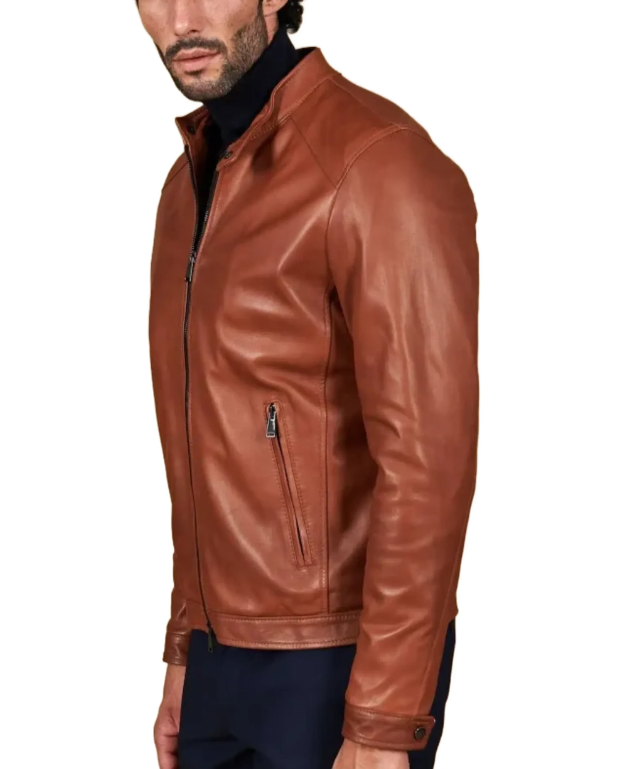 Men'S Effect Korean Brown Leather Jacket 4 Men'S Effect Korean Brown Leather Jacket Side - Trendy Leather Jackets