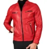 Men's Red Nappa Leather Jacket - Trendy Leather Jackets