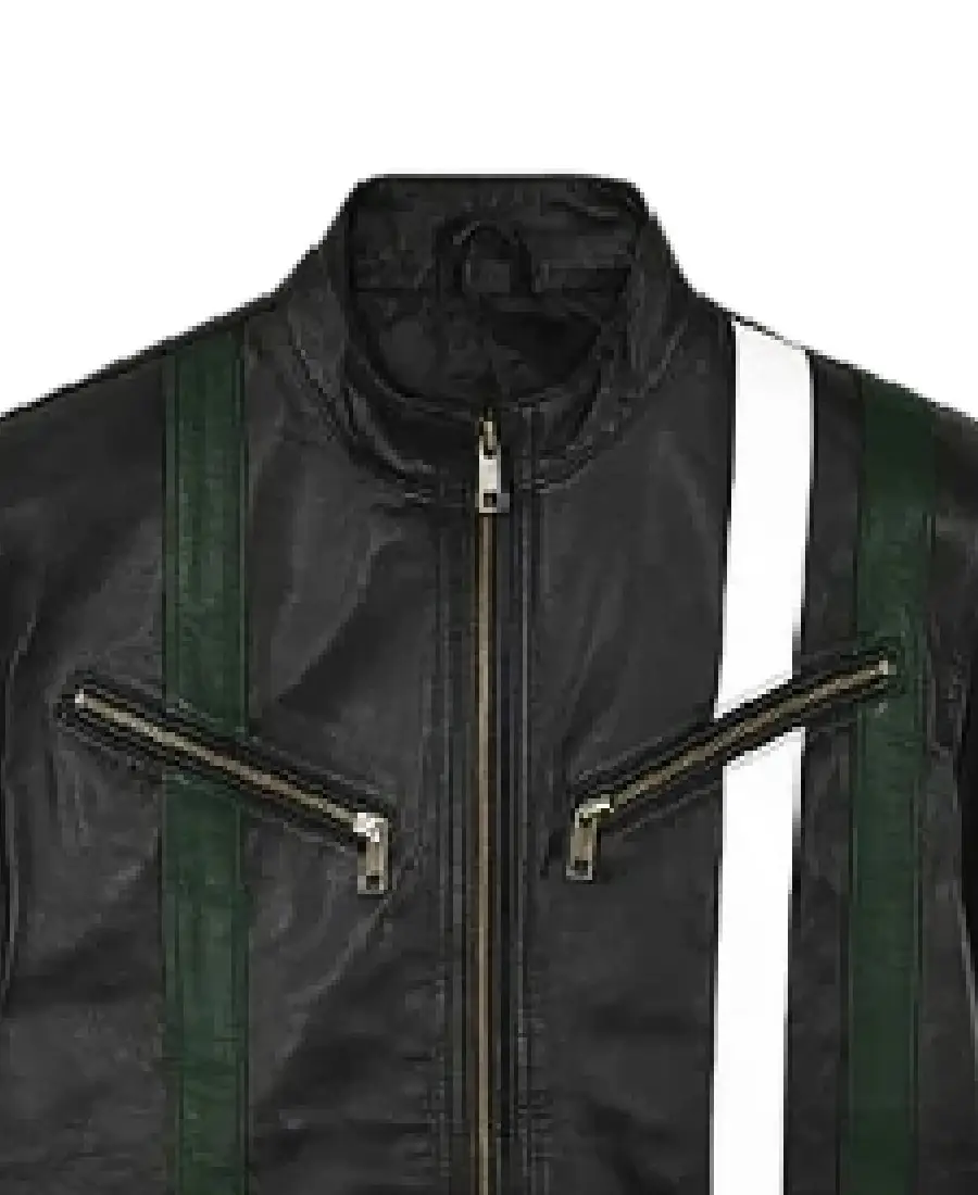 Men'S Stripe Black Leather Jacket 3 Men'S Stripe Black Leather Jacket Collar - Trendy Leather Jackets