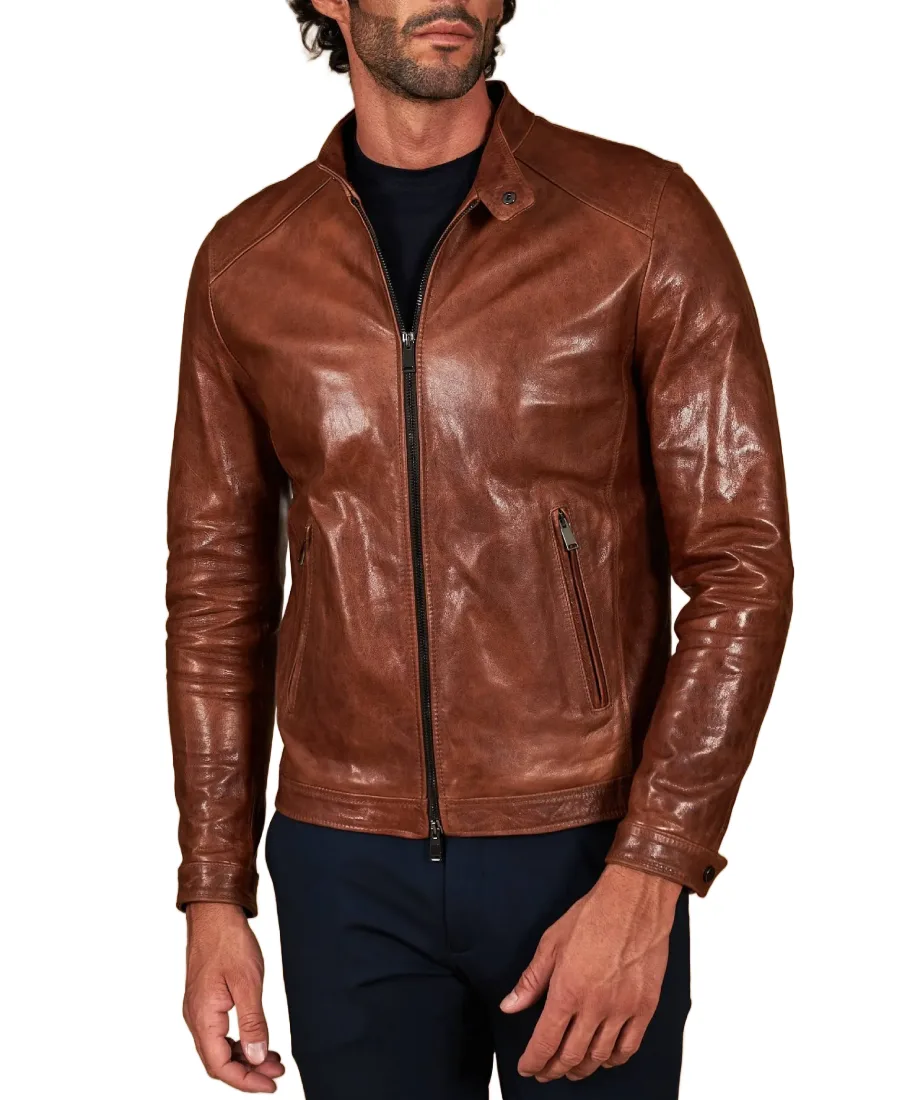Men'S Brown Biker Vegan Leather Jacket 1 Men'S Brown Biker Vegan Leather Jacket - Trendy Leather Jackets