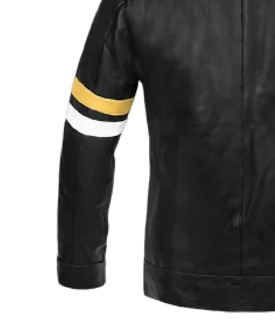 Men'S Thick Stripe Black Leather Jacket 4 Men'S Thick Stripe Black Leather Jacket Cuffs - Trendy Leather Jackets