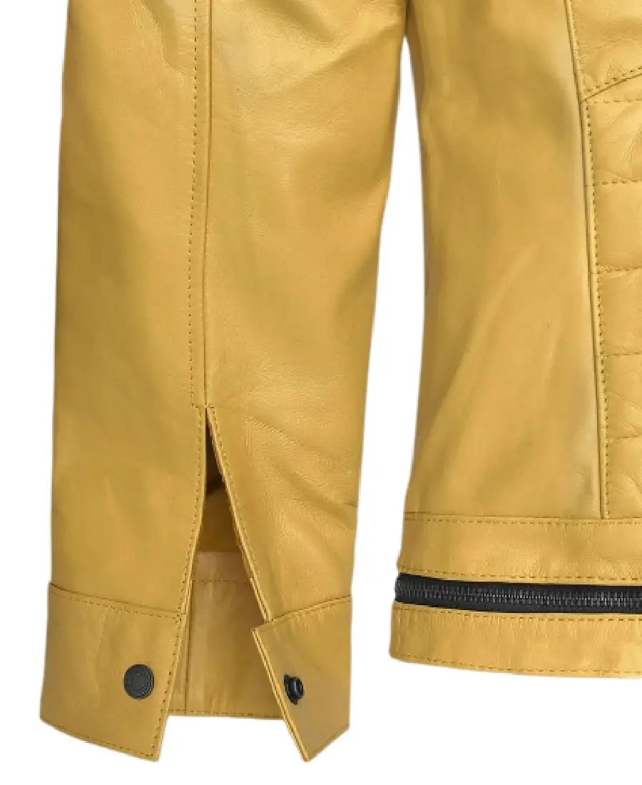 Men'S Yellow Padded Leather Jacket 4 Men'S Yellow Padded Leather Jacket Cuffs - Trendy Leather Jackets