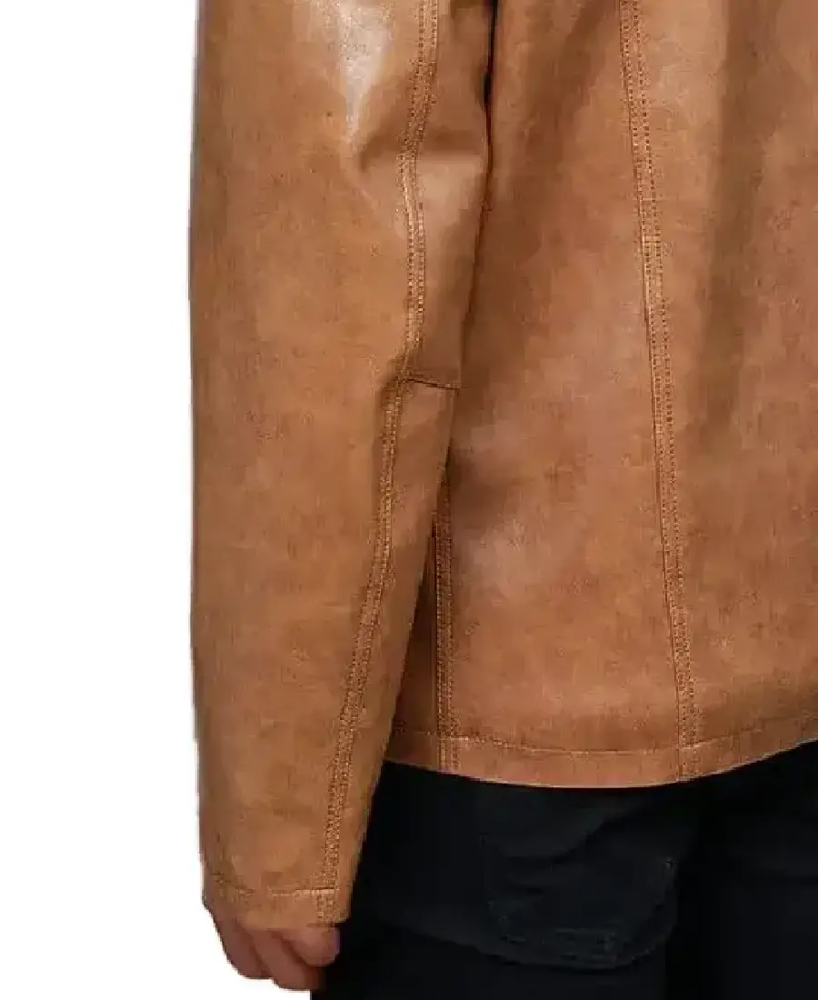 Men'S Stylish Brown Durable Leather Jacket 4 Men'S Stylish Brown Durable Leather Jacket Cuffs - Trendy Leather Jackets