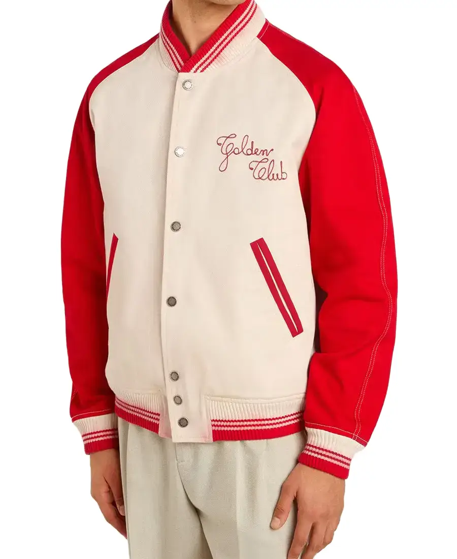 Men's Golden Club Worn Varsity Jacket - Trendy Leather Jackets
