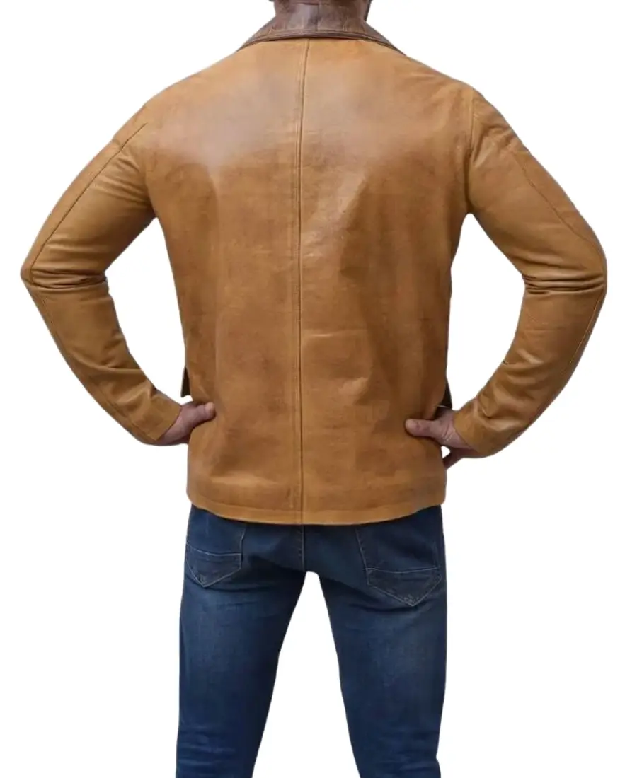 Men's Plain Brown Leather Coat