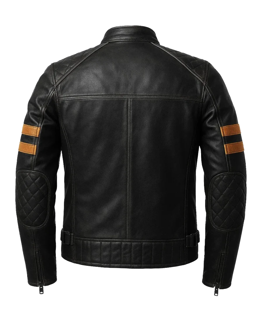 Shop The Men'S Brown Sripes Biker Leather Jacket - Trendy Leather Jackets