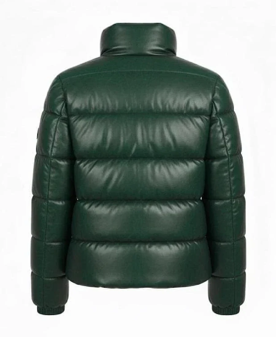 Men'S Green Puffer Leather Jacket 3 Shop The Men'S Green Puffer Leather Jacket - Trendy Leather Jackets