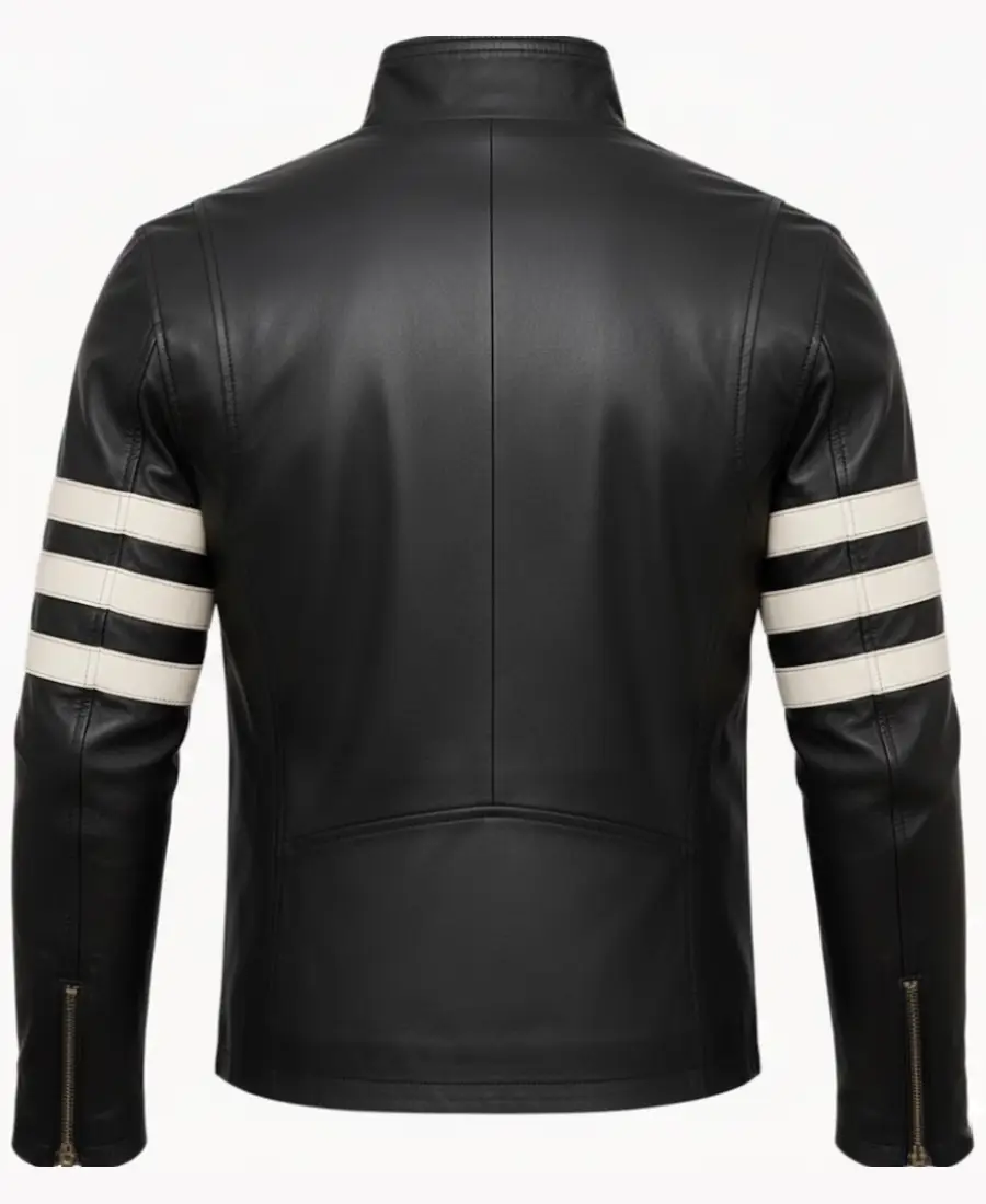 Shop The Men'S White Stripe Moto Leather Jacket - Trendy Leather Jackets