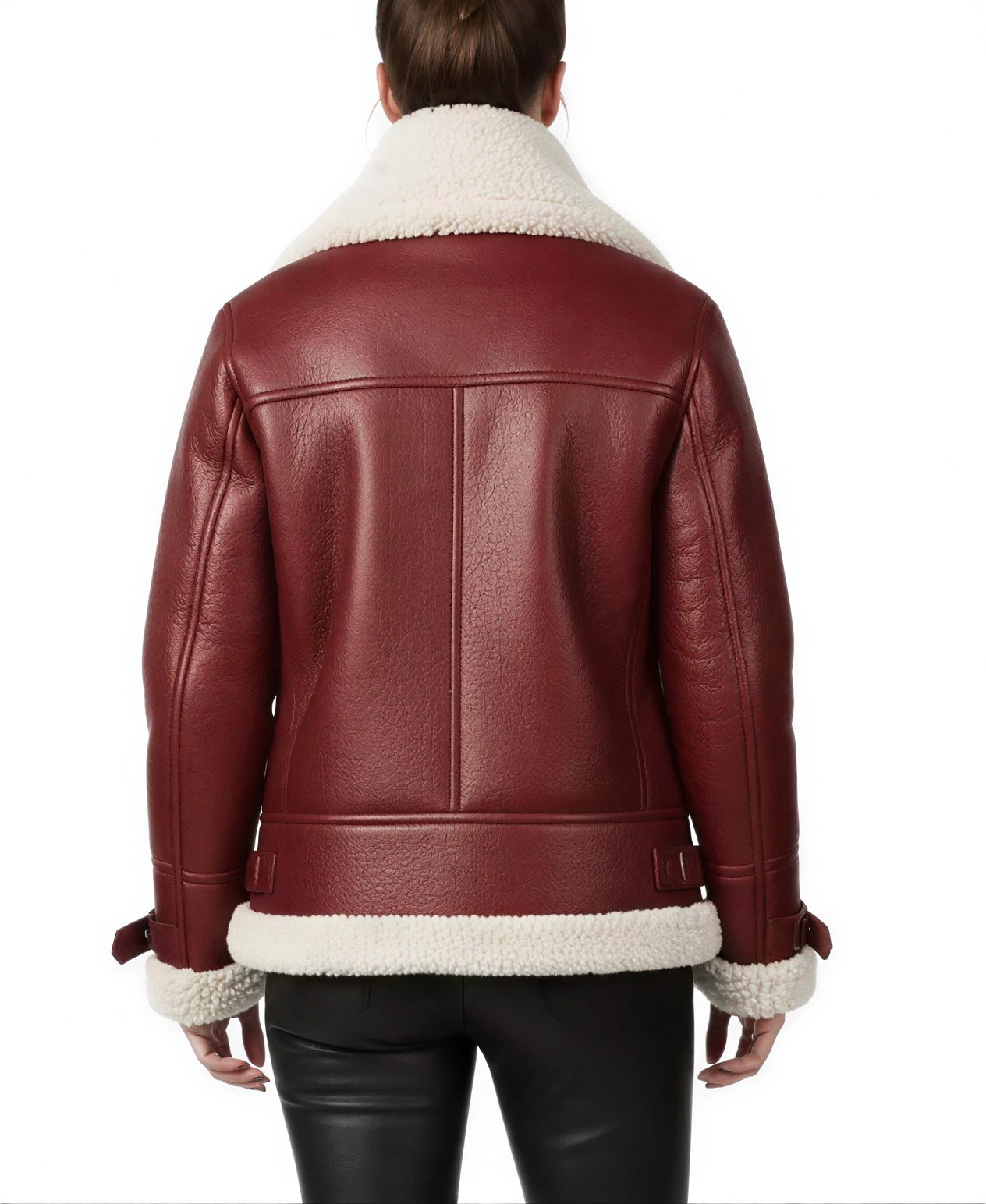 Women'S Burgundy Leather Shearling Jacket 2 Shop The Women'S Burgundy Leather Shearling Jacket - Trendy Leather Jackets