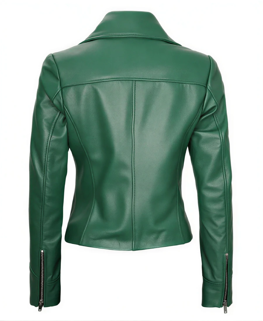 Shop The Women'S Green Cafe Racer Leather Jacket - Trendy Leather Jackets
