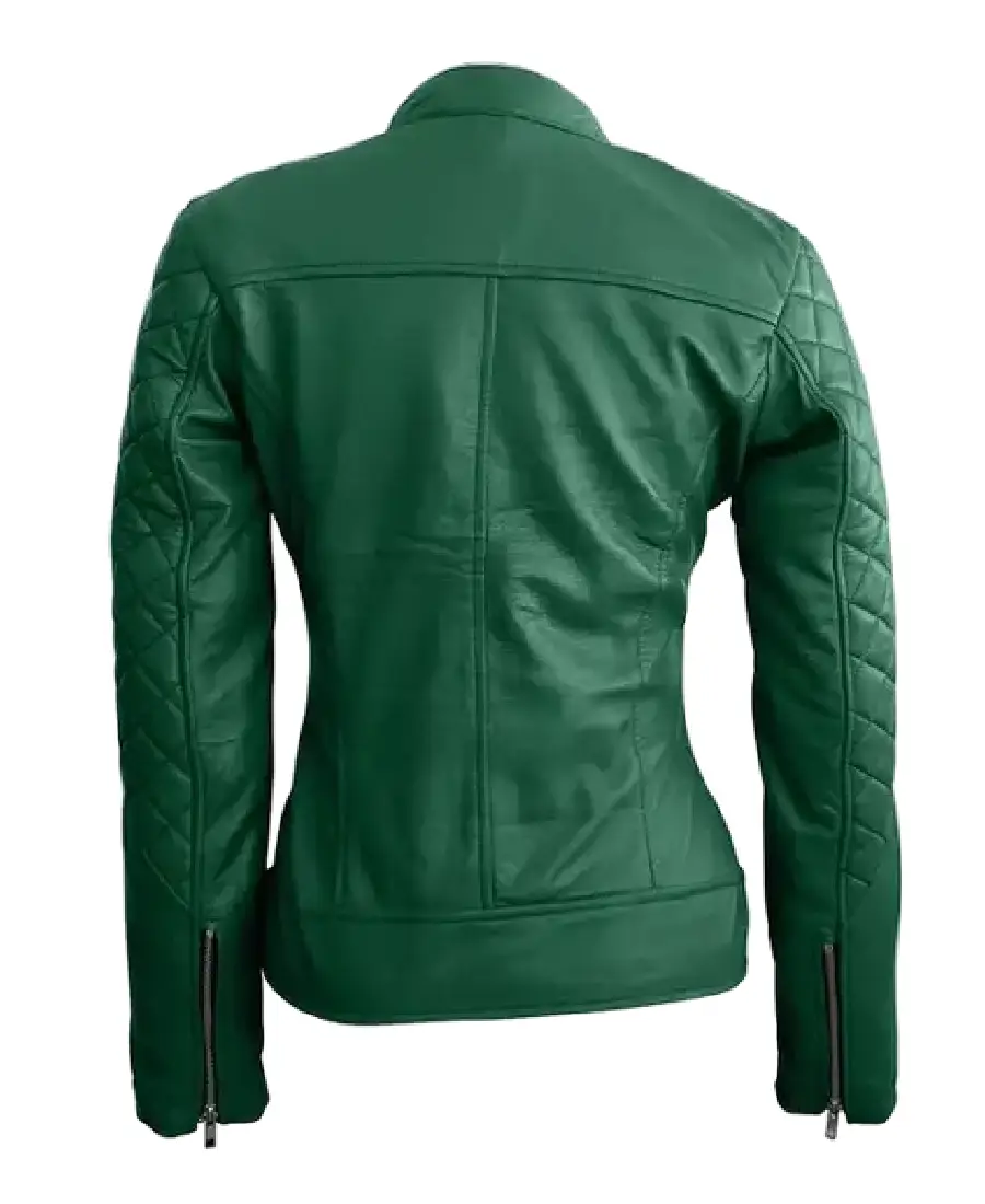 Shop The Women's Green Quilted Leather Jacket - Trendy Leather Jackets