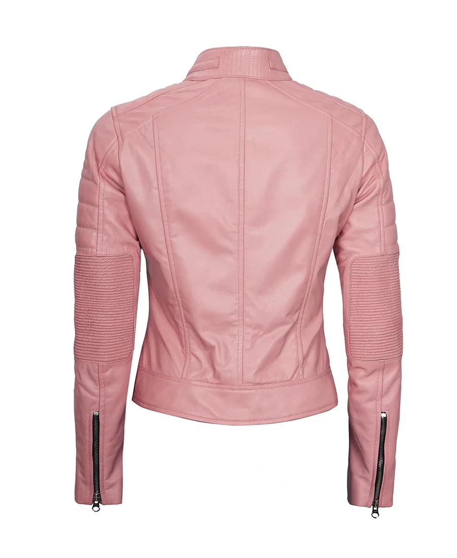 Shop The Women'S Pink Biker Leather Jacket - Trendy Leather Jackets