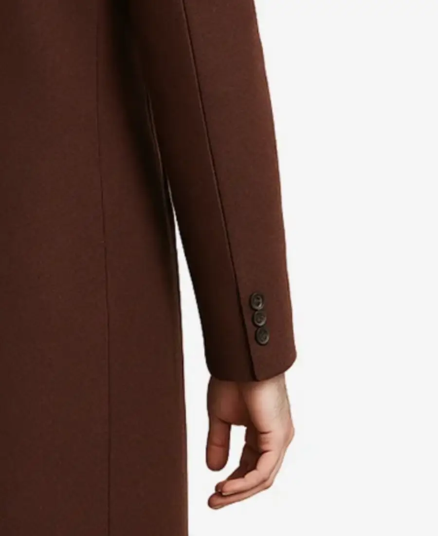 Men'S Javier Brown Single Breasted Wool Coat 4 Men'S Javier Brown Single Breasted Wool Coat Cuffs - Trendy Leather Jackets