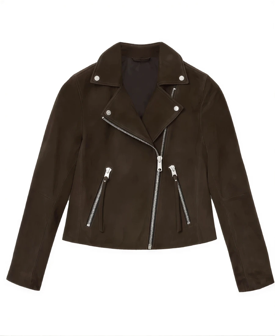 Women Dark Brown Suede Jacket 4 Women Dark Brown Suede Jacket Front - Trendy Leather Jackets