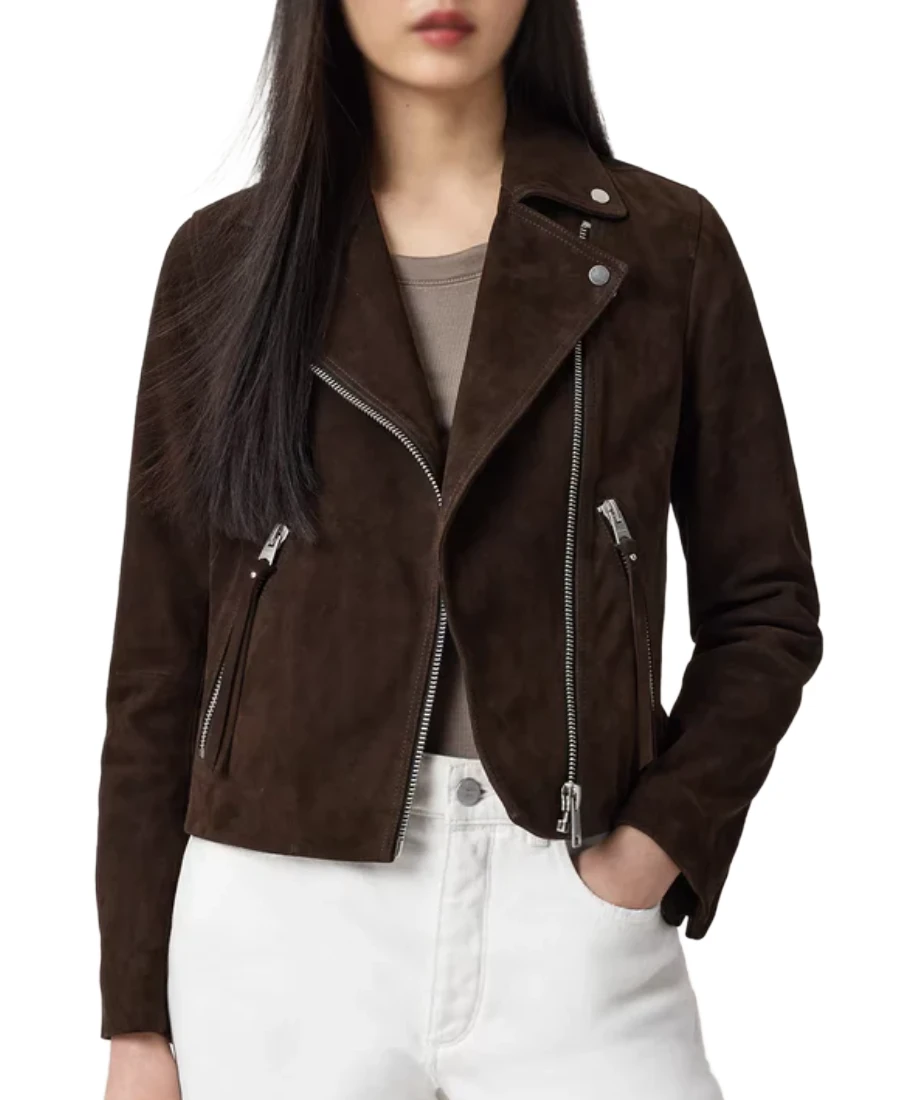 Women Dark Brown Suede Jacket - Trendy Leather Jackets