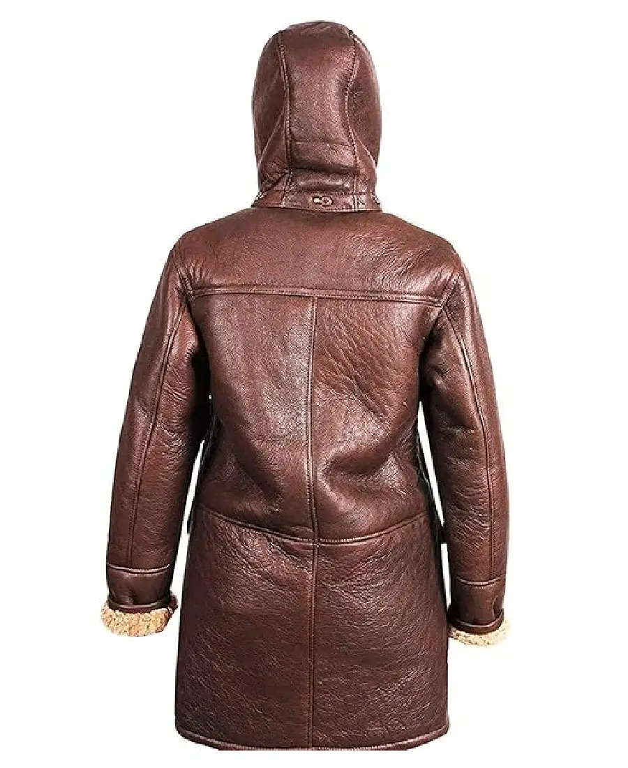 Women'S Brown Sheepskin Duffle Coat 4 Women'S Brown Sheepskin Duffle Coat
