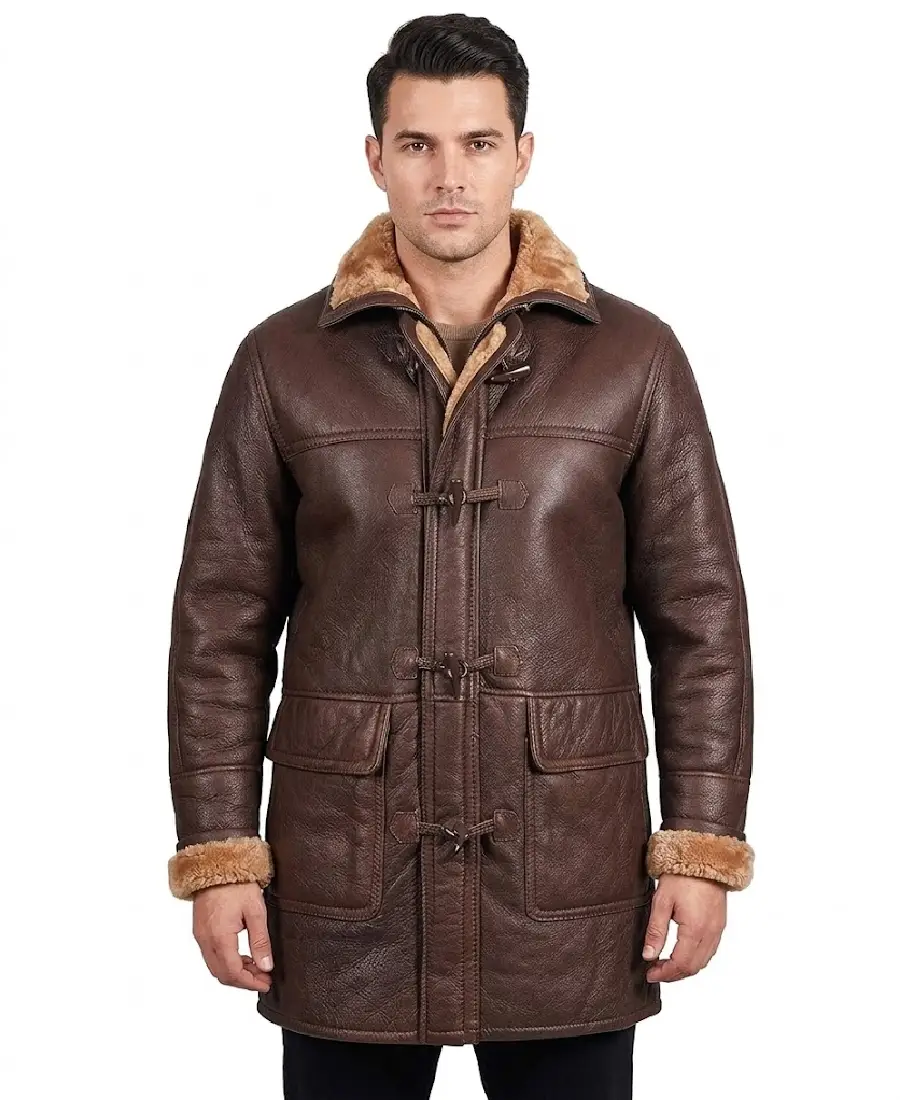 Women's Brown Sheepskin Duffle Coat