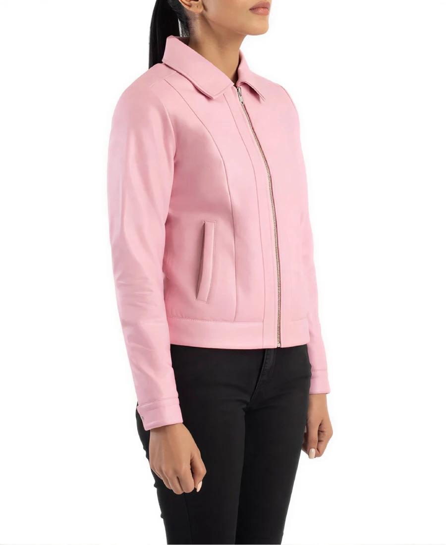 Women'S Pink Leather Jacket 3 Women'S Pink Leather Jacket Side - Trendy Leather Jackets
