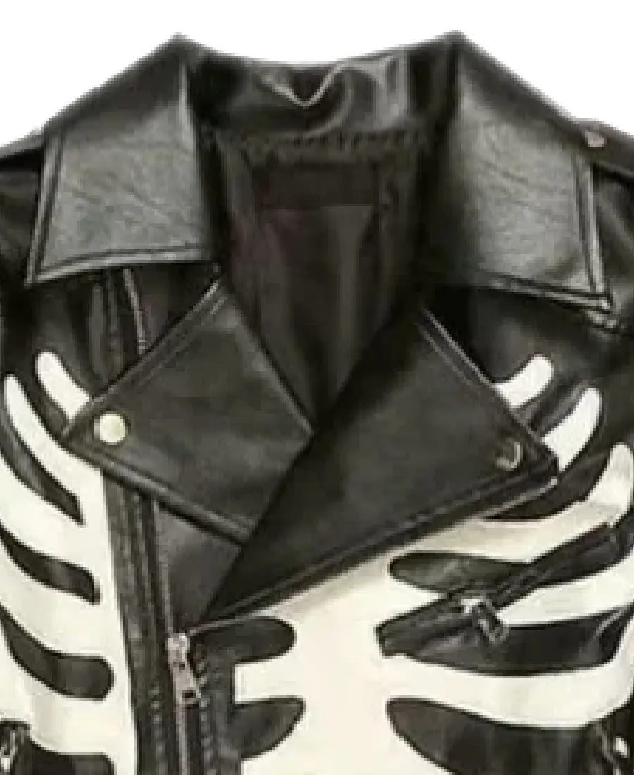 Women'S Skeleton Biker Leather Jacket 3 Women'S Skeleton Biker Leather Jacket Collar - Trendy Leather Jackets