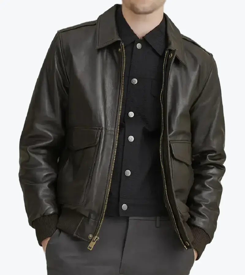 Men’s Dark Brown Lambskin Leather Jacket Fronts