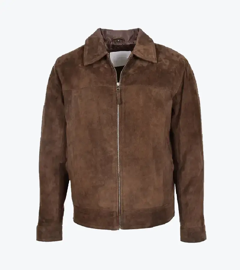 Men's Suede Brown Leather Jacket Fronts