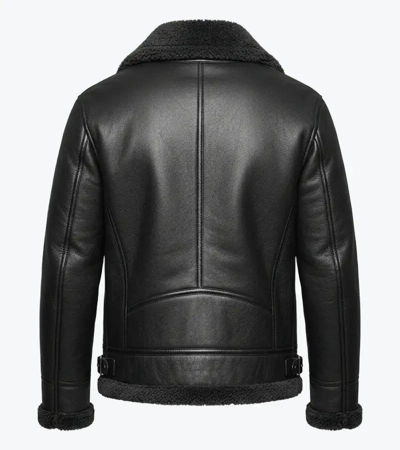 Shop The Men's Black Lambskin Leather Jacket Back