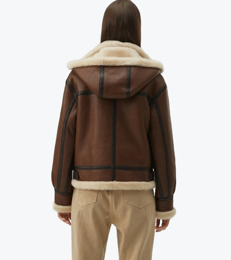 Shop The Women's Brown Sheepskin Aviator Leather Jacket