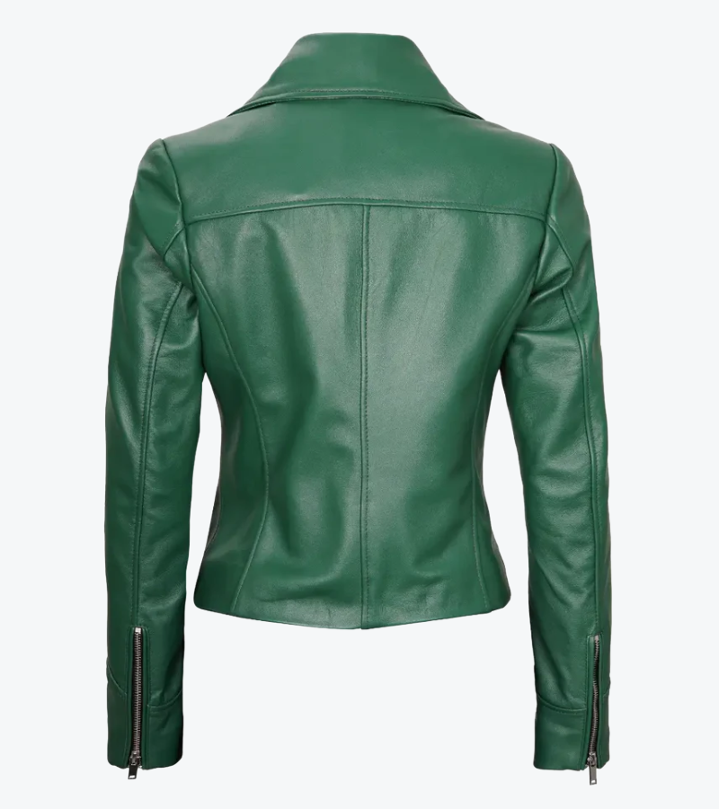 Shop The Women's Green Lambskin Leather Cafe Racer Jacket