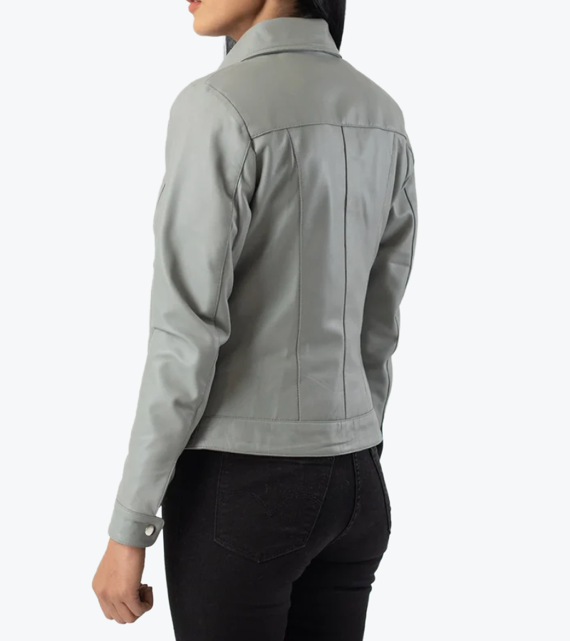 Shop the Women's Grey Lambskin Leather Jacket