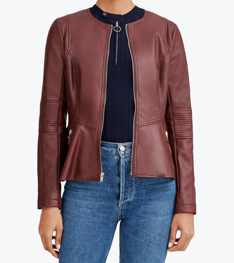 Women's Brown Quilted Sheepskin Leather Jacket