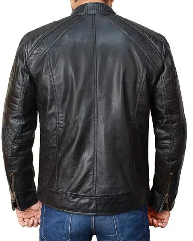 Alternative view of Cafe Racer Lambskin Leather Jacket