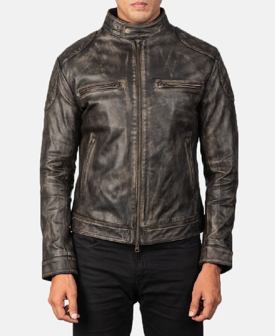 Gatsby Distressed Brown Leather Jacket 3 Gatsby Distressed Brown Leather Jacket - Image 3
