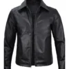 Mens Black Harrington Cowhide Leather Jacket