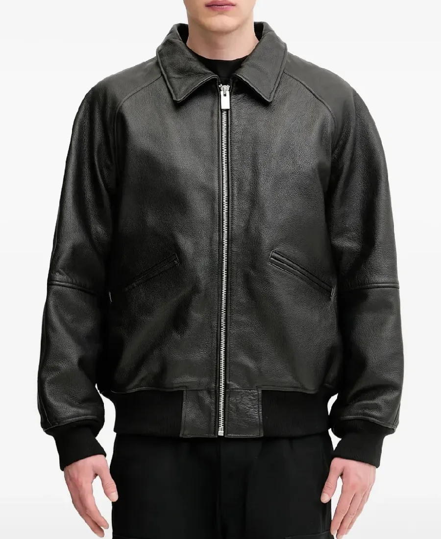 Men's Leather Bomber Jacket