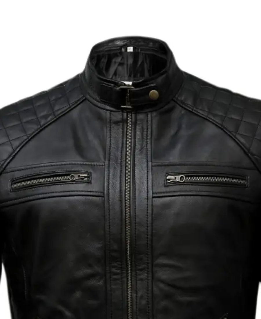 Men'S Motorcycle Casual Black Leather Jacket 3 Men'S Motorcycle Casual Black Leather Jacket - Image 3