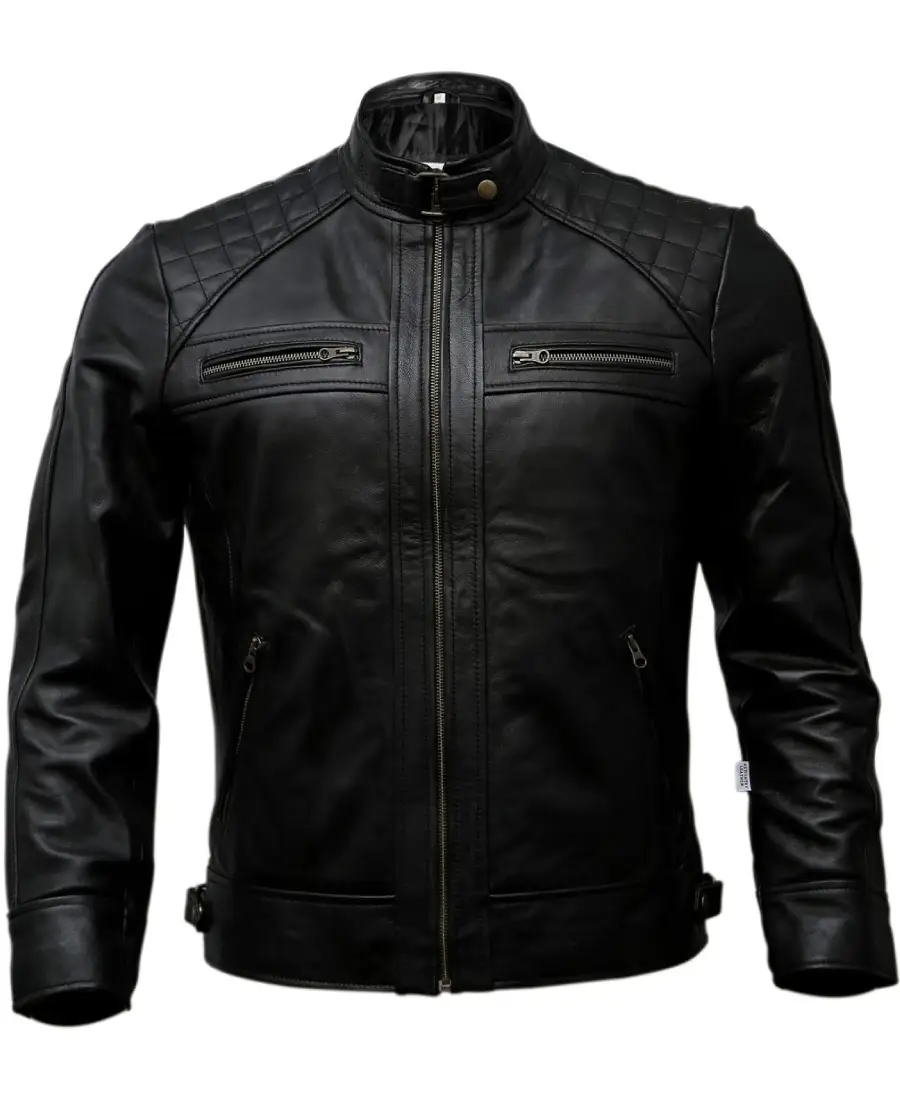 Men's Motorcycle Casual Black Leather Jacket