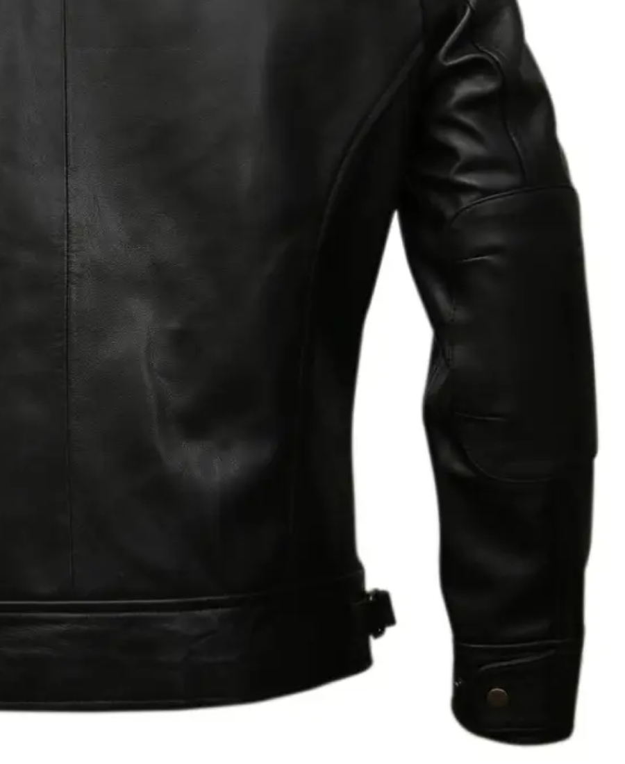 Men'S Motorcycle Casual Black Leather Jacket 4 Men'S Motorcycle Casual Black Leather Jacket - Image 4