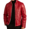 Men's Red Lambskin Puffer Jacket