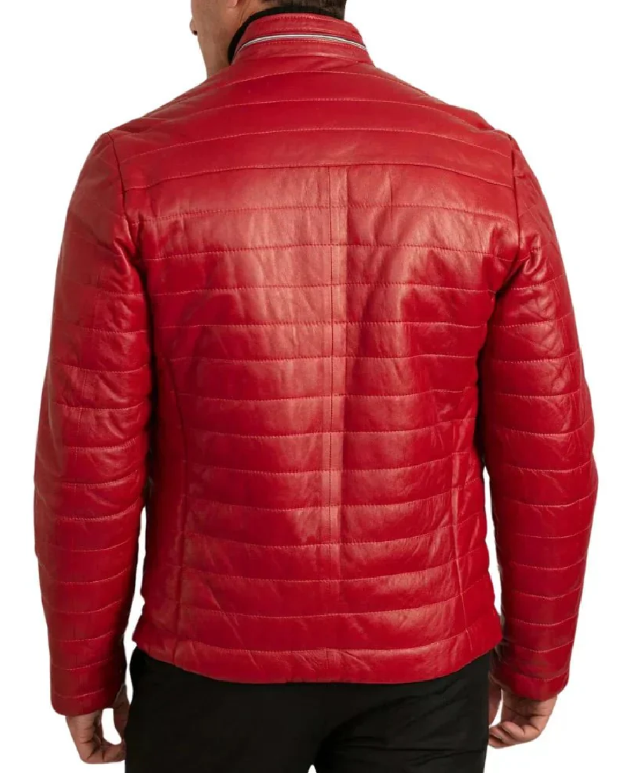 Alternative view of Men's Red Lambskin Puffer Jacket