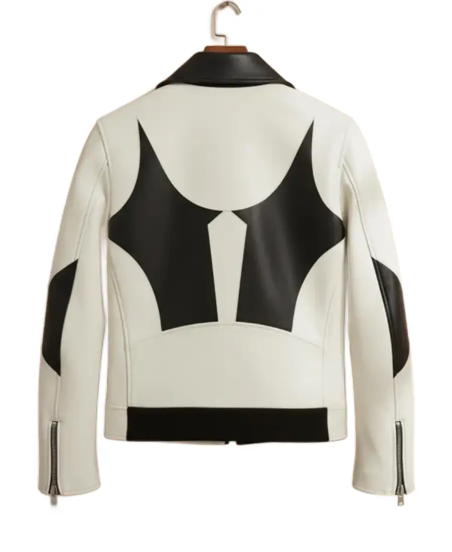 Alternative view of Geometric Cowhide Leather Biker Jacket