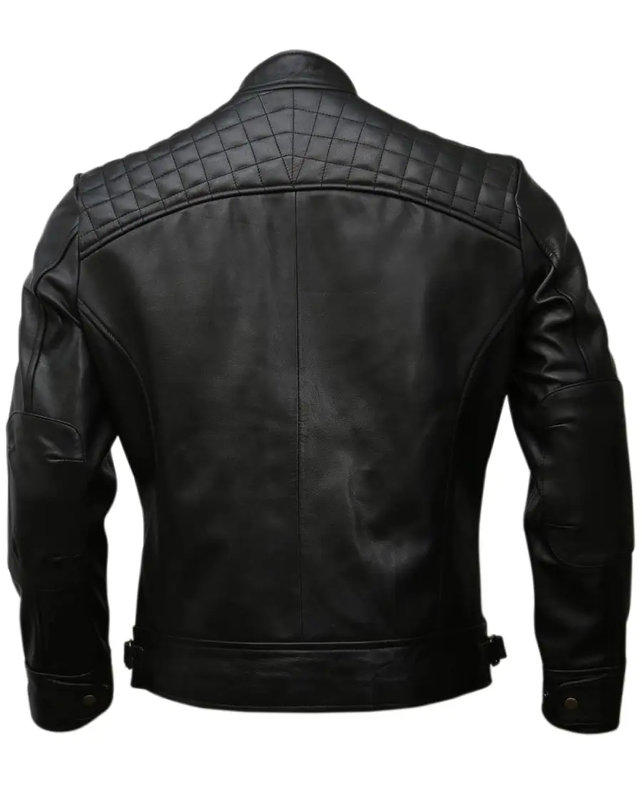 Alternative view of Men's Motorcycle Casual Black Leather Jacket