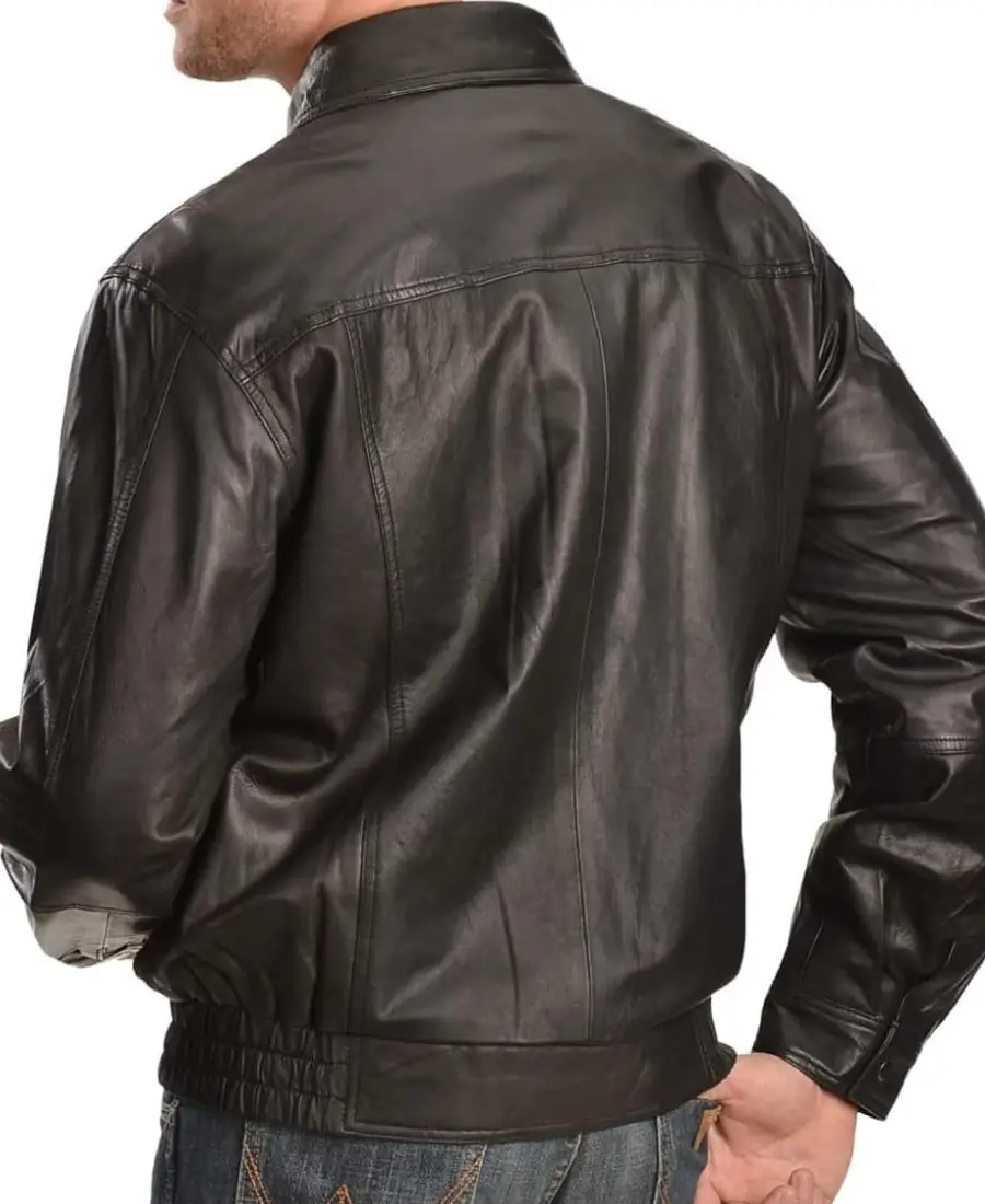 Alternative view of Men's Vintage Classic Black Leather Jacket